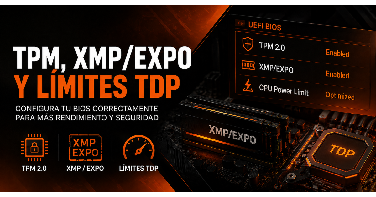 Cómo configurar la BIOS de tu PC: XMP/EXPO, TPM 2.0 y límites de potencia