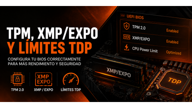 Cómo configurar la BIOS de tu PC: XMP/EXPO, TPM 2.0 y límites de potencia