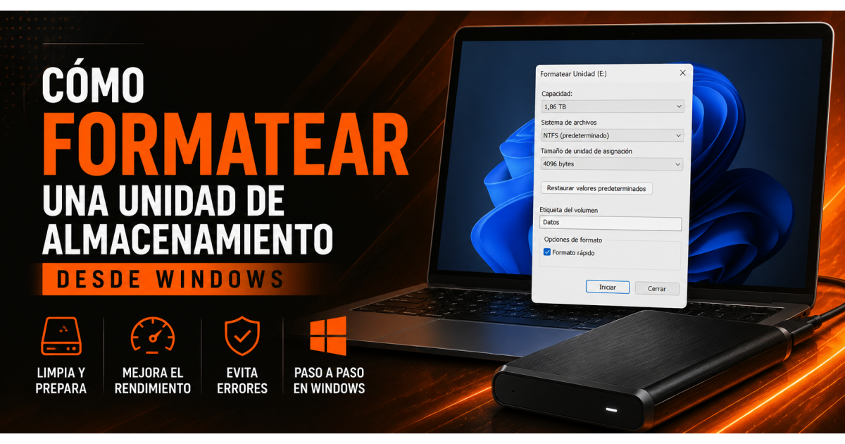 Cómo formatear una unidad de almacenamiento desde Windows