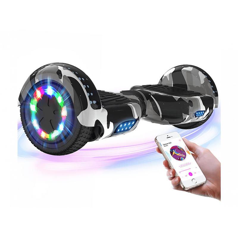 Hoverboard - Hoverboard JD5/6, Con altavoz Bluetooth y luz LED para niños y adultos RCB, 15 km/h, 180 W, 100 kg, verde