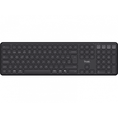 Teclado inalámbrico - Trust Vaiya, Inalámbrico, Multidispositivo, Tamaño completo, Negro