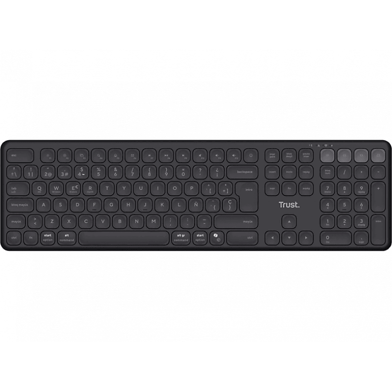 Teclado inalámbrico - Trust Vaiya, Inalámbrico, Multidispositivo, Tamaño completo, Negro