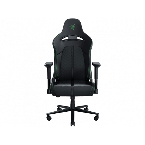 Silla gaming - Razer Enki X, Reposabrazos 2D, Carga máxima 136 kg, Cuero sintético, Arco lumbar, Negro/Verde
