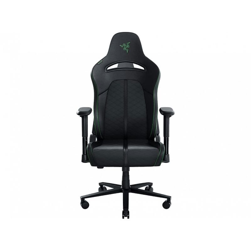 Silla gaming - Razer Enki X, Reposabrazos 2D, Carga máxima 136 kg, Cuero sintético, Arco lumbar, Negro/Verde