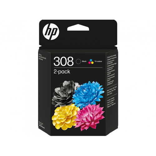 Cartucho de tinta - HP Paquete de 2 Cartuchos de Tinta Original HP 308, Planet Partners, Certificación UL ECOLOGO®, Negro y Tricolor
