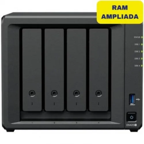 Servidor NAS Synology DS425+ 4 Bahías 6GB DDR4 2.5GbE M.2 NVMe Torre