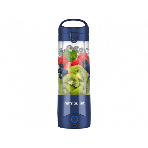 Batidora de vaso - nutribullet Portable, Personal, Vaso portátil 0.475 l, Asa transportable, Carga USB-C, 2000 mAh, 15 ciclos x carga, Azul