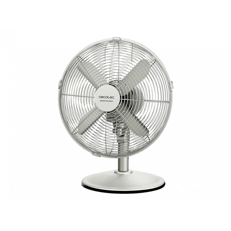 Ventilador de sobremesa - Cecotec EnergySilence 610 SteelDesk, 40 W, 3 velocidades, Oscilación, Altura ajustable, Steel