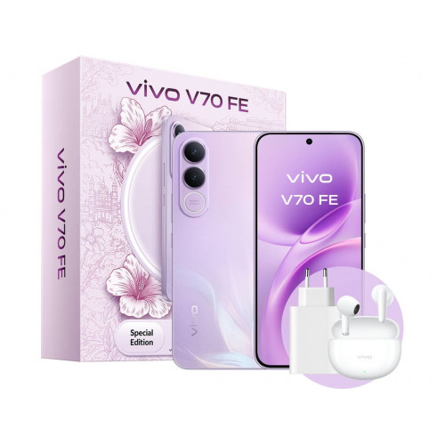 Pack Smartphone VIVO V70 FE (6.83'' - 8 GB - 256 GB - Muse Purple) + Auriculares + Cargador