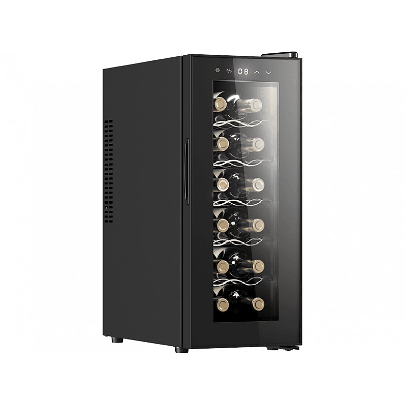 Vinoteca - Cecotec Bolero GrandSommelier 1250 CoolCrystal, Termoeléctrico, Capacidad 12 botellas, Temperatura regulable, Luz LED interior, Black