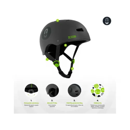 Casco OLSSON URBAN RIDER ANTRACITA - S/L (55-58cm) Patinete Skate Bicicleta
