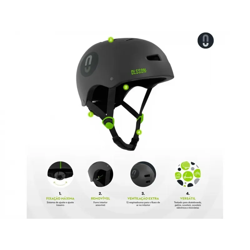 Casco OLSSON URBAN RIDER ANTRACITA - S/L (55-58cm) Patinete Skate Bicicleta