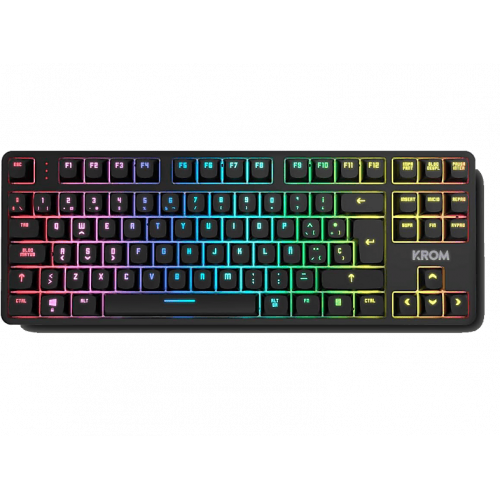 Teclado gaming - Krom Kernel Pro, USB-C, Teclas iluminadas, Inalámbrico, Función anti-ghosting, Negro