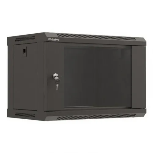 Armario Rack Lanberg WF03-5306-10B 6U 60 kg cierre frontal puerta cristal desmontado