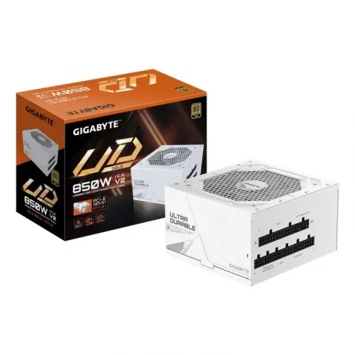 Fuente de Alimentación Gigabyte UD850GM PG5 V2 ICE 850W 80 PLUS Gold modular blanca
