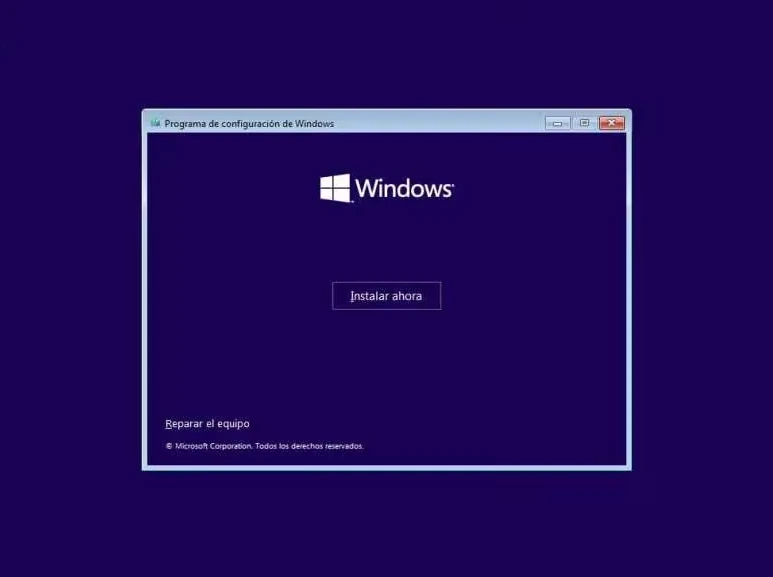 Pantalla para comenzar la instalación de Windows 11