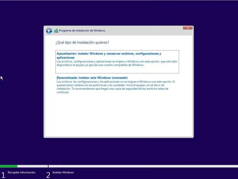 Seleccionar instalación personalizada de Windows 11